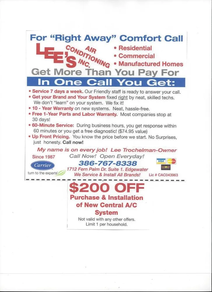 Slide of Lee's Air Conditioning