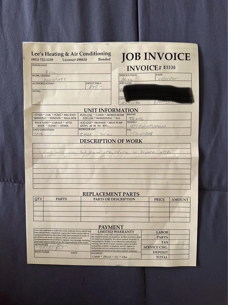 Slide of Lee's Heating & Air Conditioning