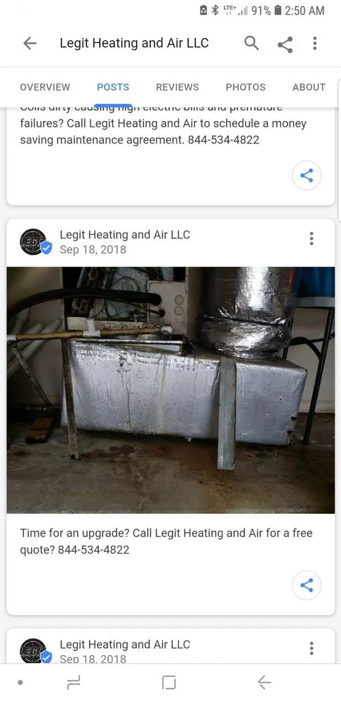 Slide of Legit Heating and Air