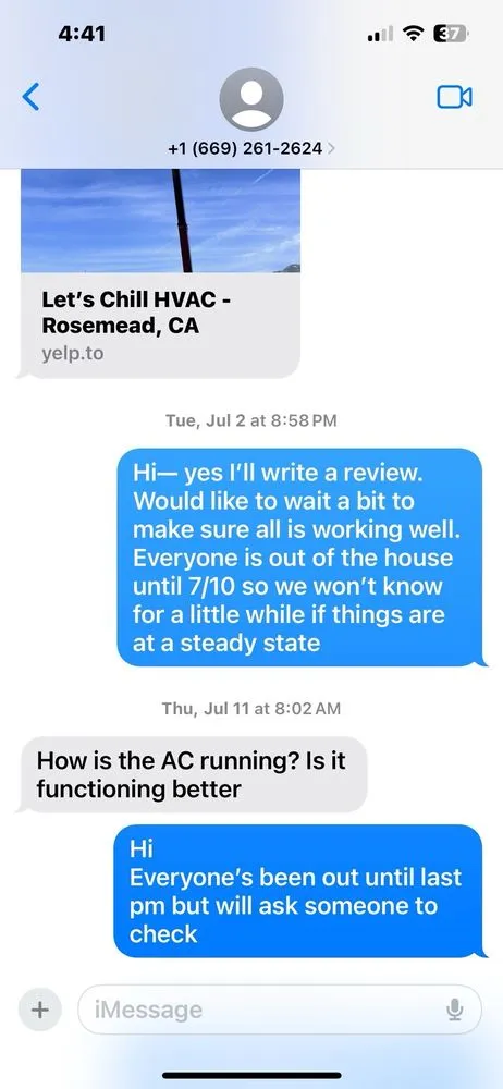 Slide of Let’s Chill HVAC