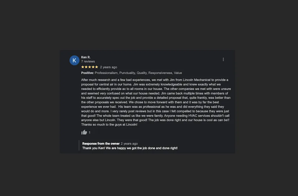 Slide of Lincoln Mechanical