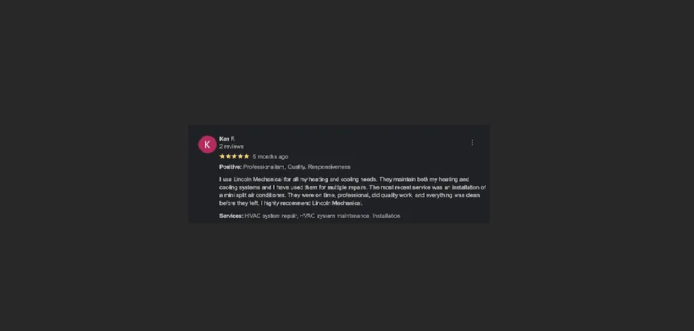 Slide of Lincoln Mechanical