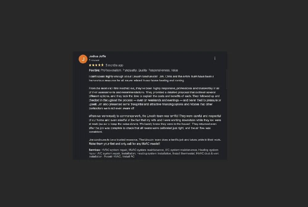 Slide of Lincoln Mechanical