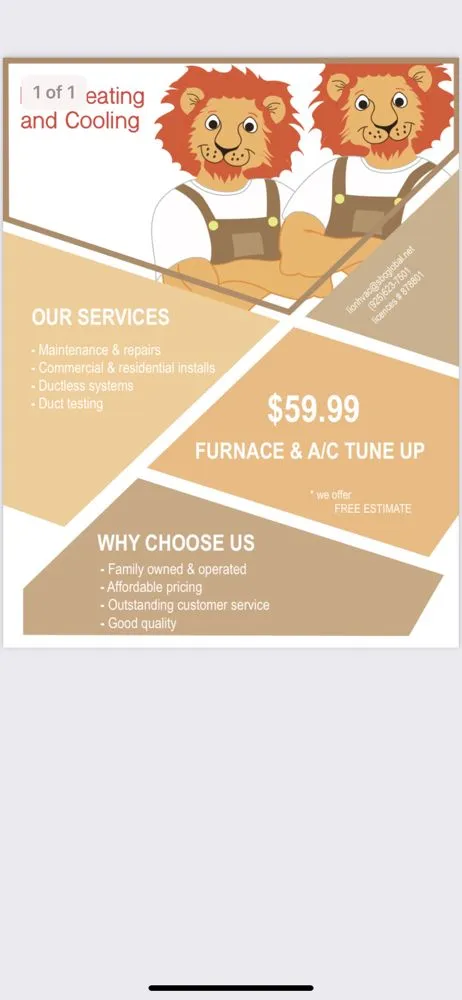 Slide of Lion Heating And Cooling