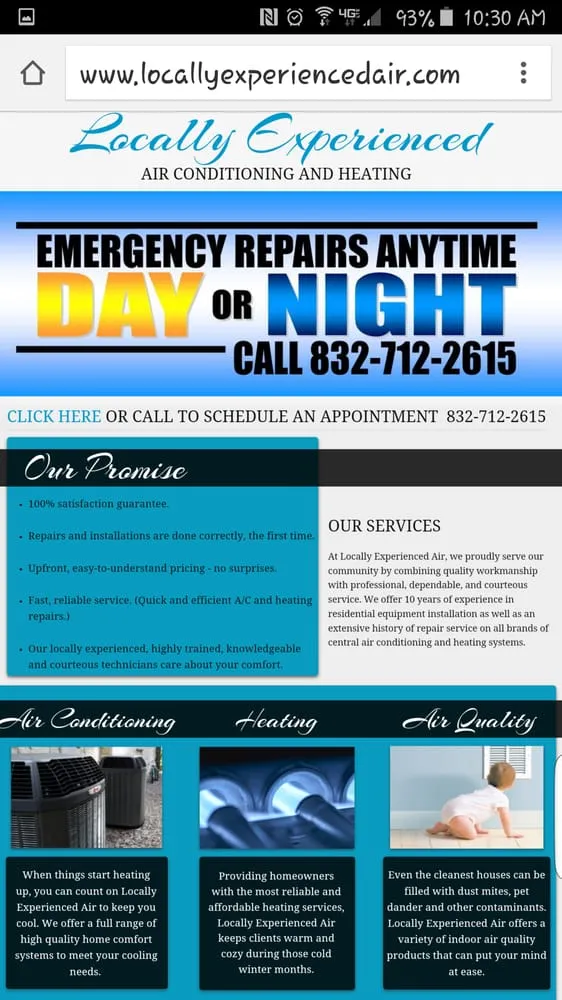 Slide of Locally Experienced Air Conditioning and Heating