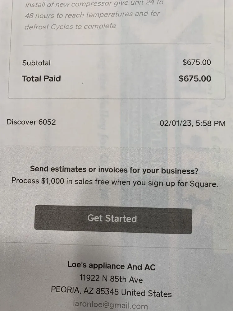 Slide of Loe's Appliance and AC