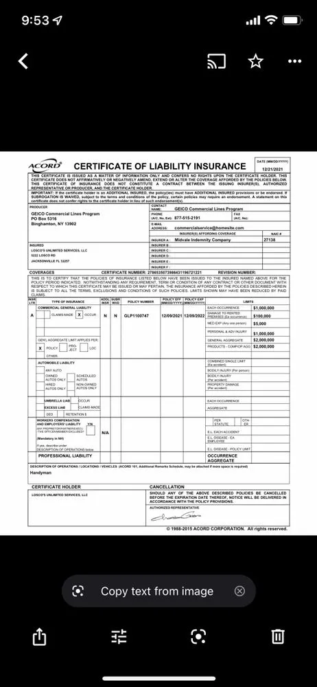 Slide of Losco's Unlimited Services