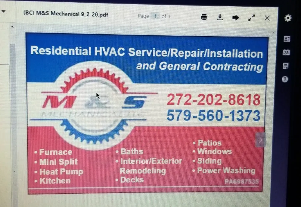 Slide of M & S Mechanical