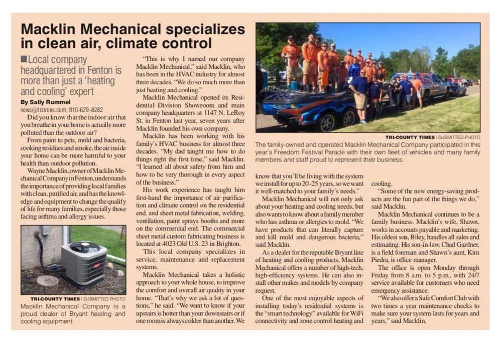 Slide of Macklin Heating and Cooling