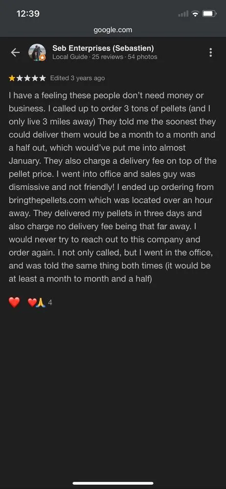 Slide of Maine Pellet Sales