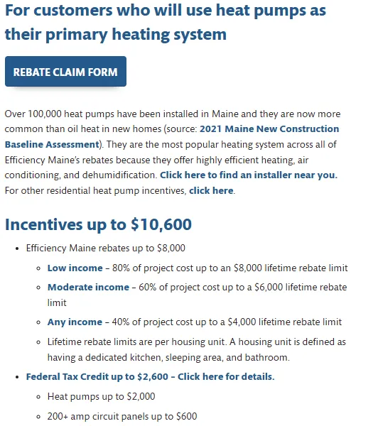 Slide of Maine Value Heat Pumps