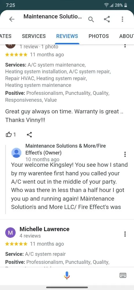 Slide of Maintenance Solutions and More