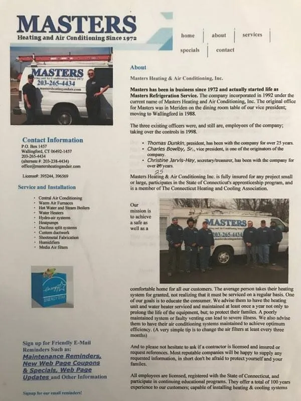 Slide of Masters Heating & Air Conditioning