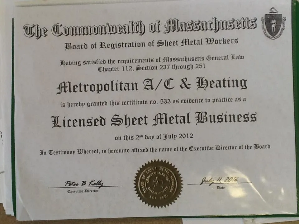 Slide of Metropolitan Air Conditioning & Heating