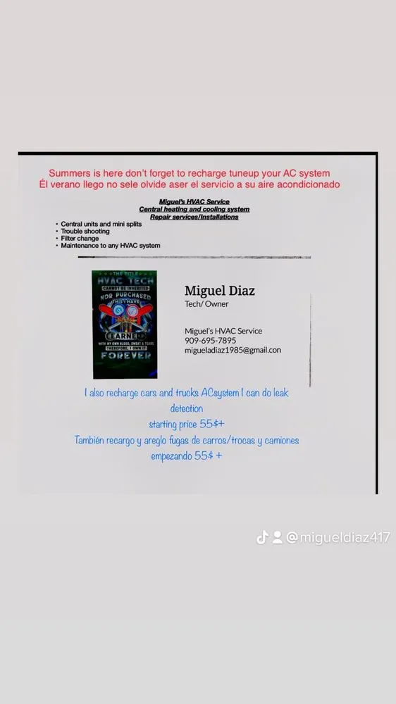 Slide of Miguel’s HVAC Services