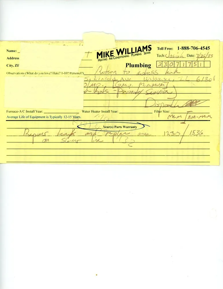 Slide of Mike Williams Plumbing, Heating, Air Conditioning & Sewer