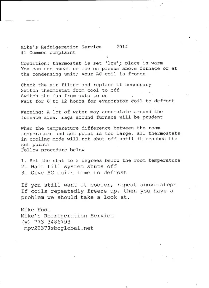 Slide of Mike's Refrigeration Service