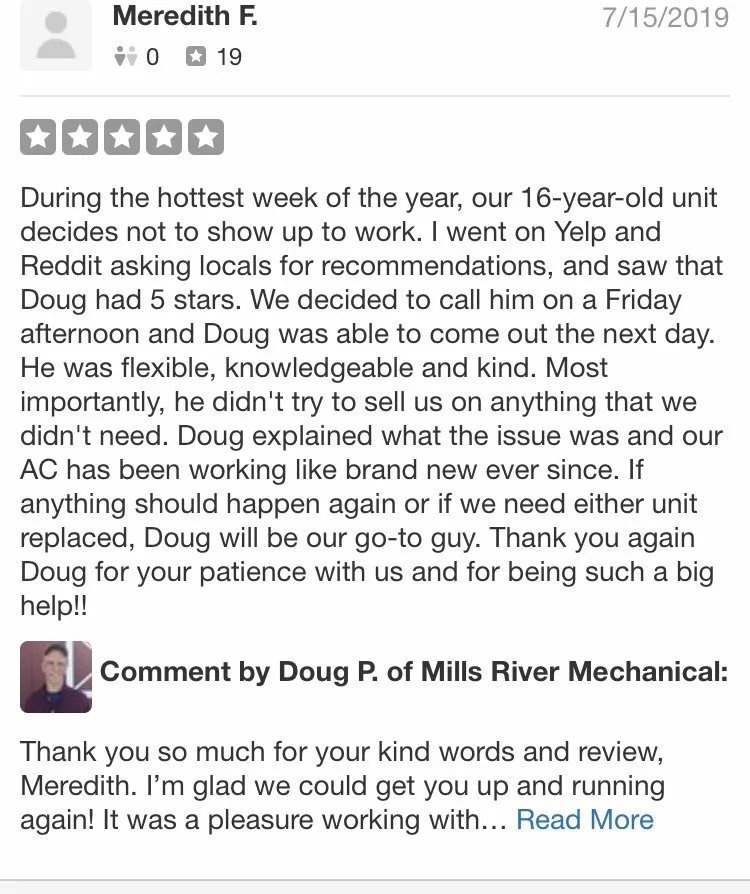 Slide of Mills River Mechanical