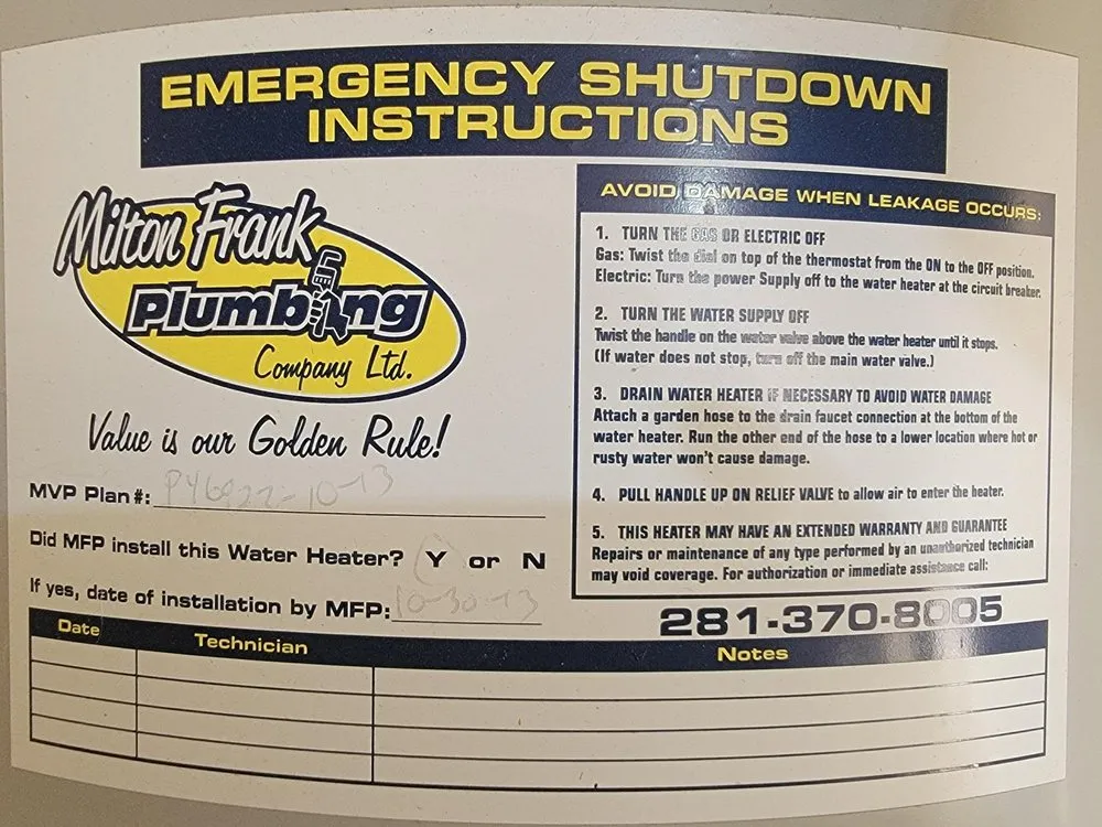 Slide of Milton Frank Plumbing & Cooling