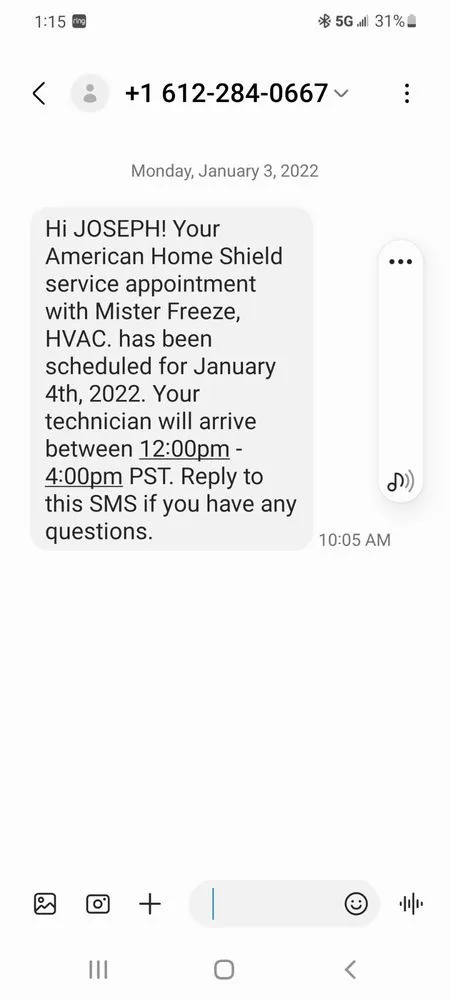 Slide of Mister Freeze HVAC