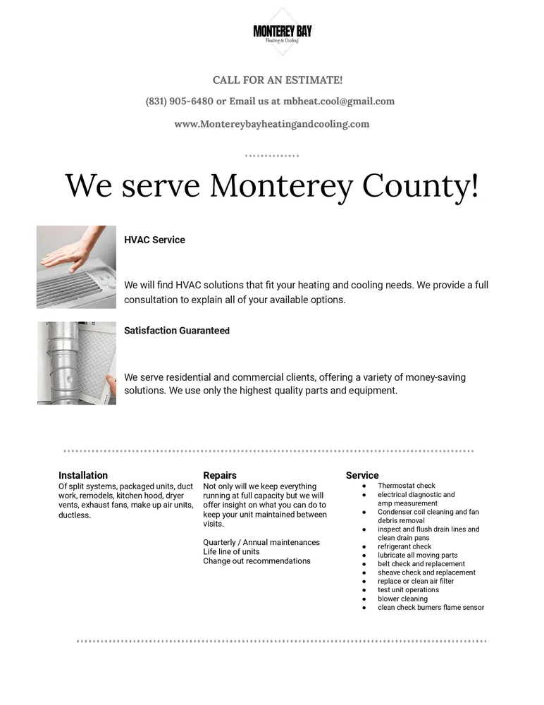 Slide of Monterey Bay Heating and Cooling