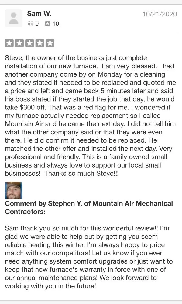 Slide of Mountain Air Mechanical Contractors