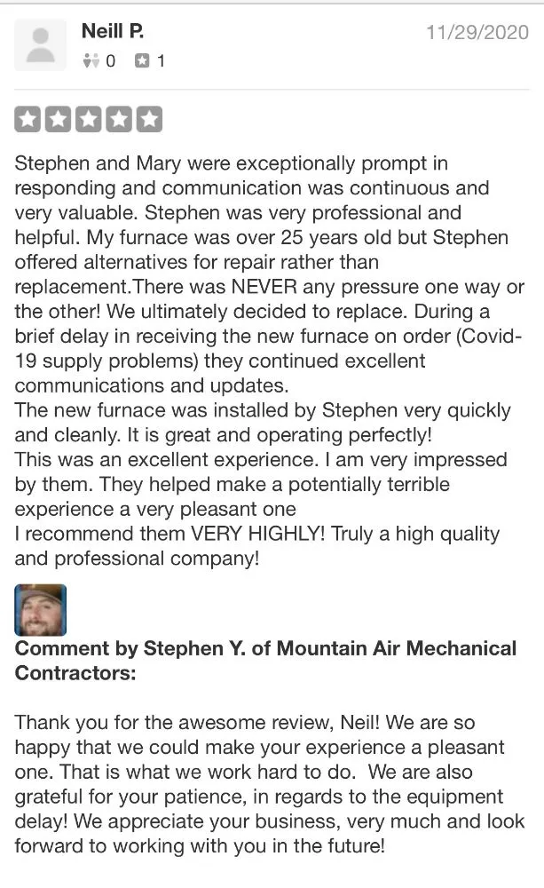 Slide of Mountain Air Mechanical Contractors