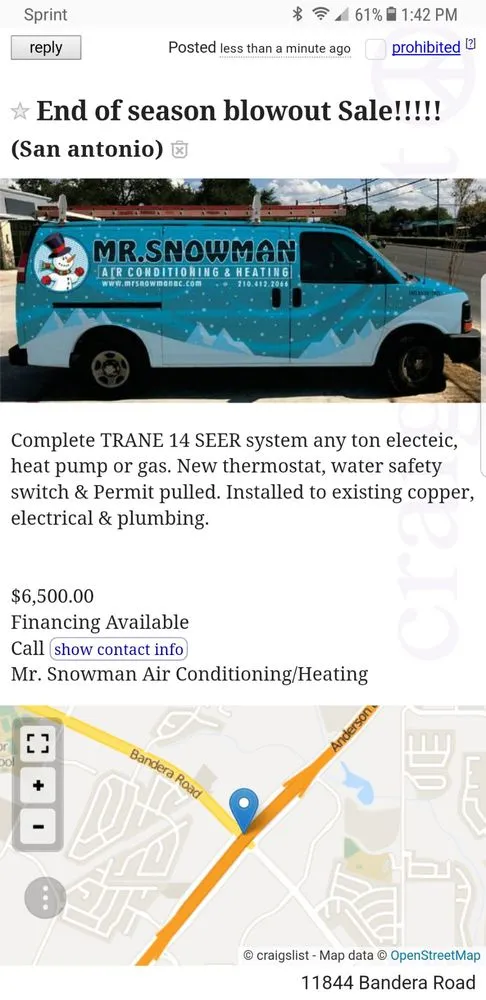 Slide of Mr Snowman Air Conditioning & Heating