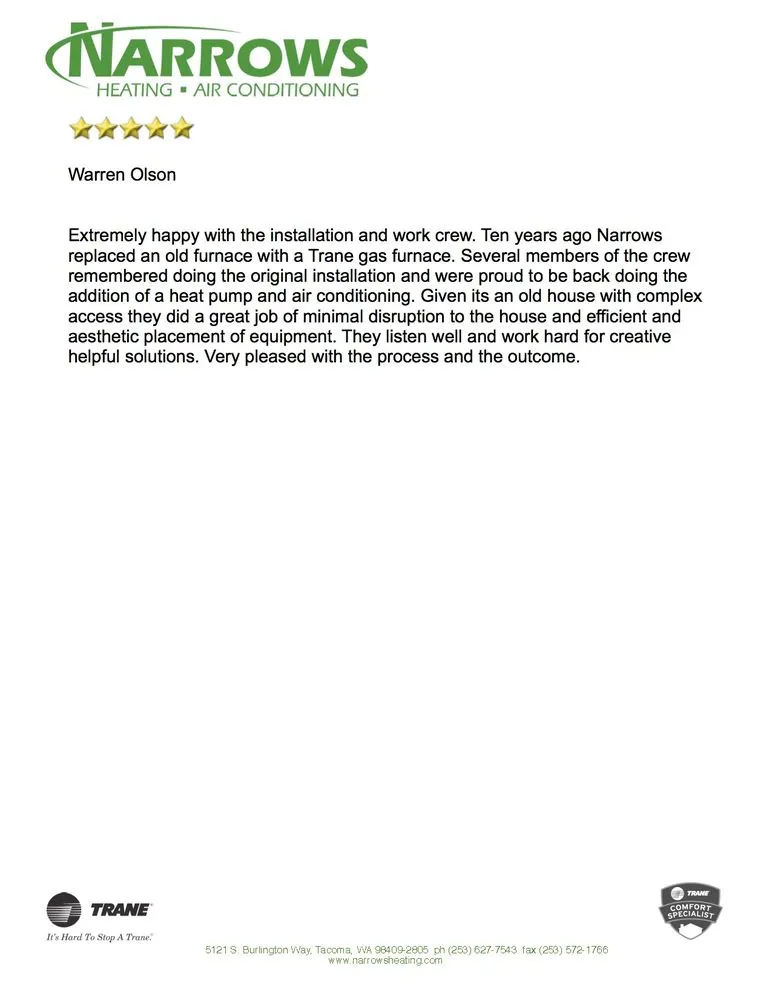 Slide of Narrows Heating & AC