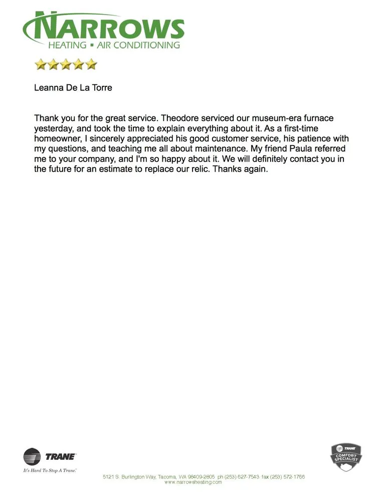 Slide of Narrows Heating & AC