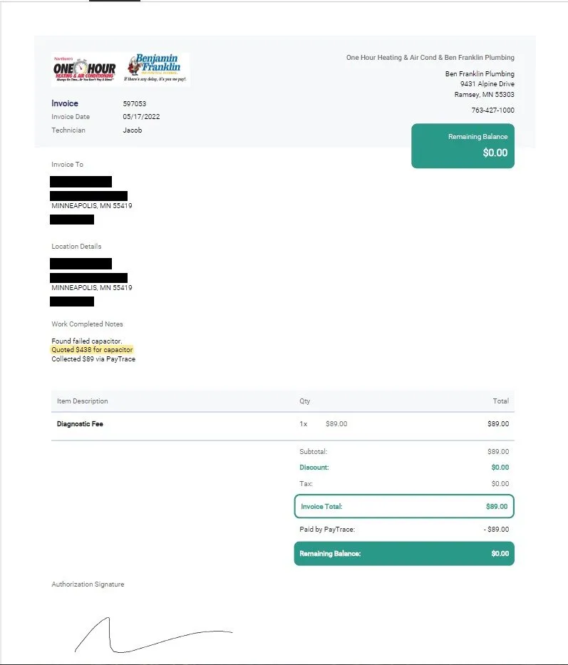 Slide of Northern's One Hour Heating & Air Conditioning