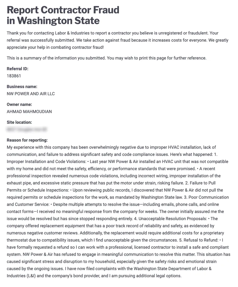 Slide of NW Power & Air