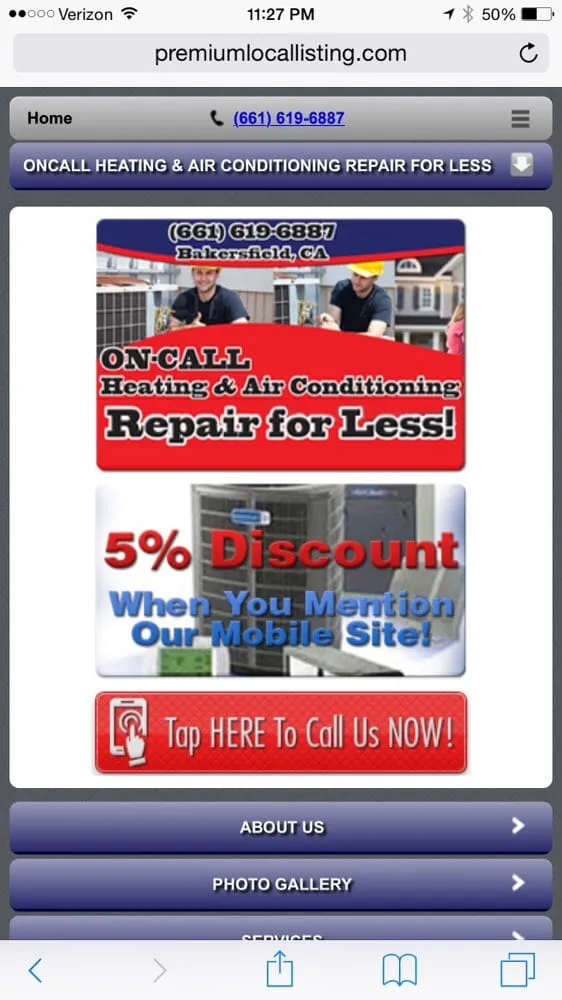 Slide of On Call Air Conditioning & Heating Services