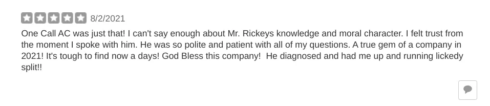 Slide of One Call Air and Heat