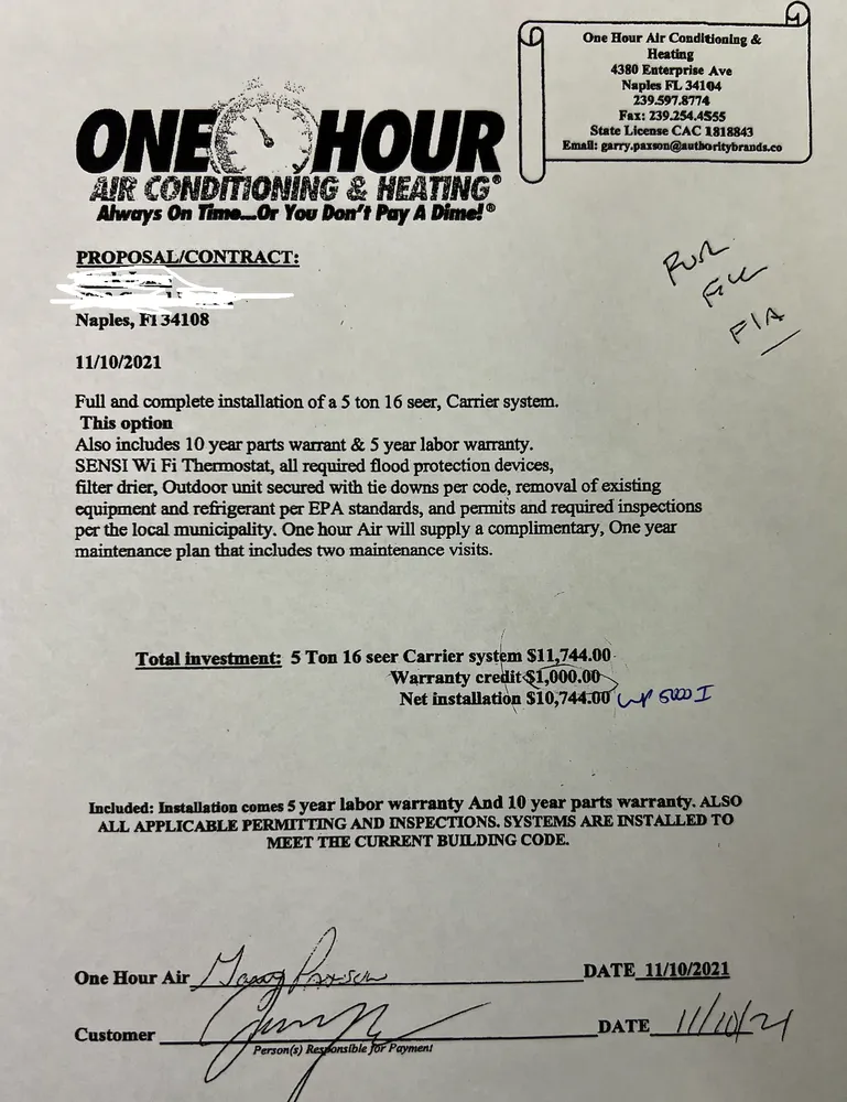 Slide of One Hour Heating & Air Conditioning