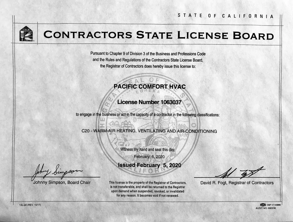 Slide of Pacific Comfort HVAC