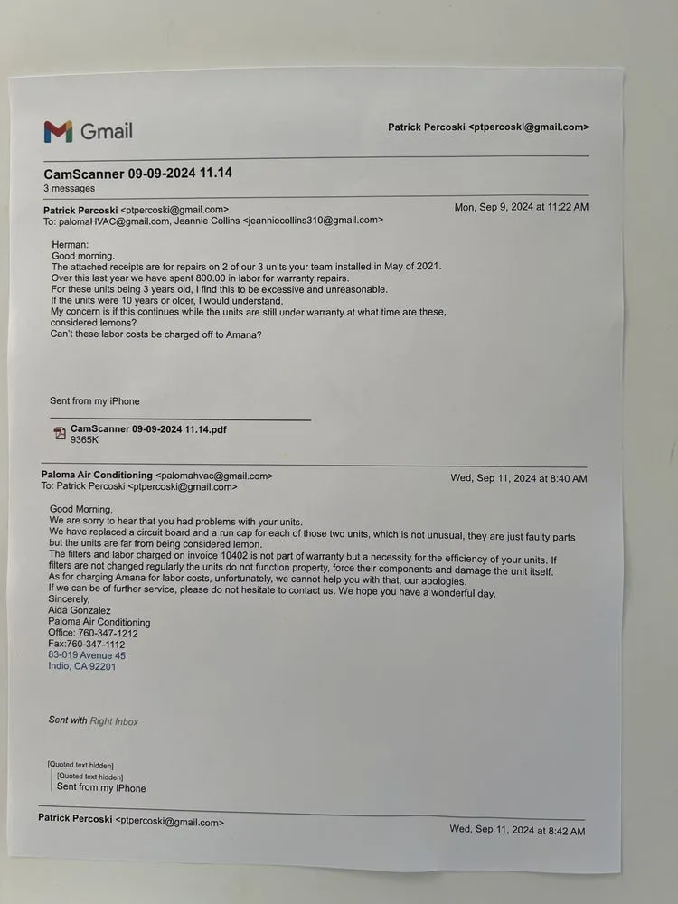 Slide of Paloma Air Conditioning