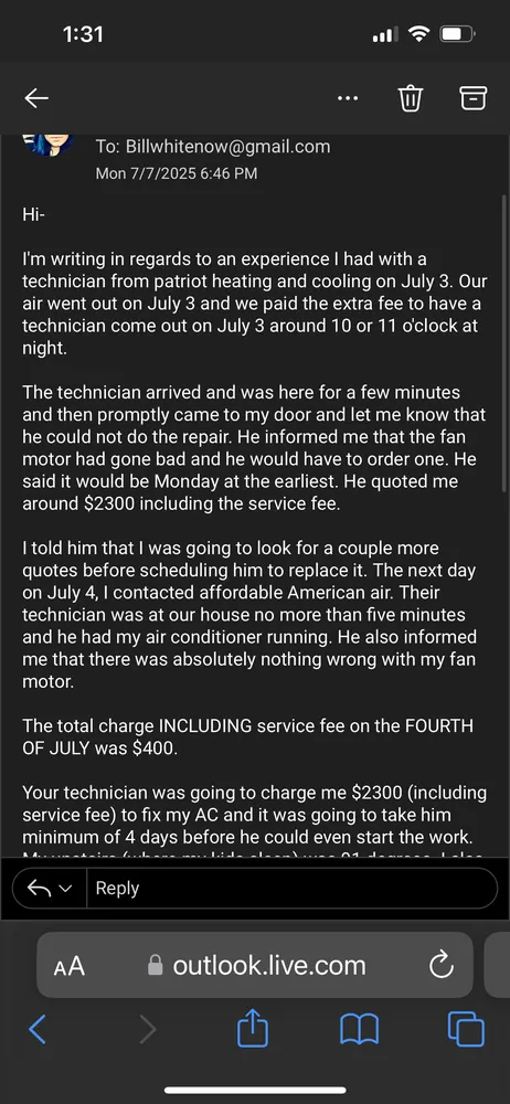 Slide of Patriot Heating and Cooling Services