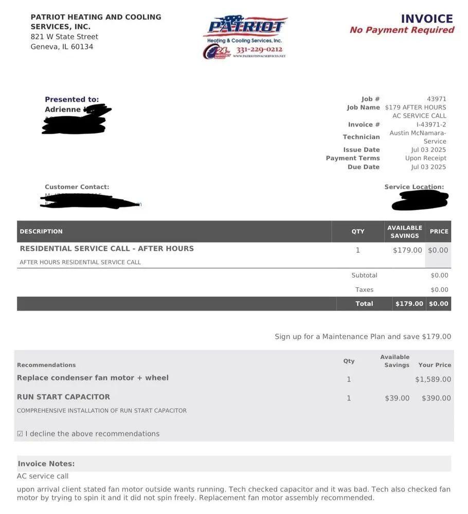 Slide of Patriot Heating and Cooling Services