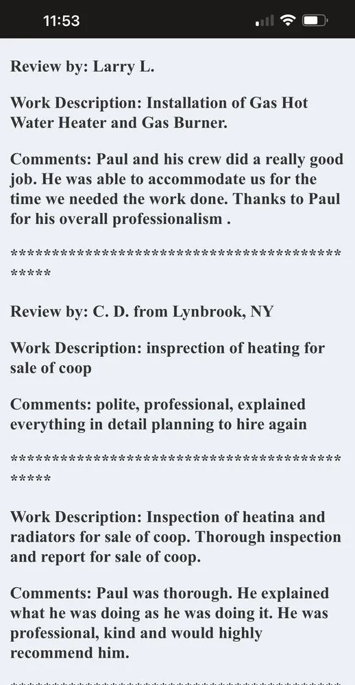 Slide of Paul Hafner Oil Burner Service