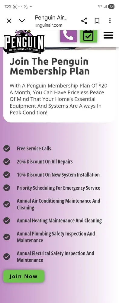 Slide of Penguin Air Plumbing & Electrical