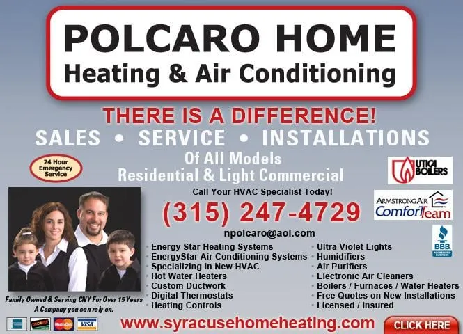Professional AC installation for homes in Woodgate, NY by Polcaro Home Heating and Air Conditioning