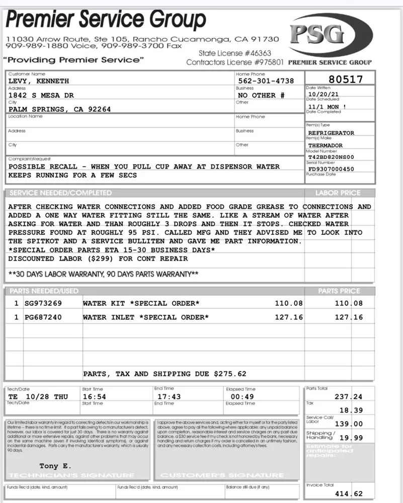 Slide of Premier Service Group