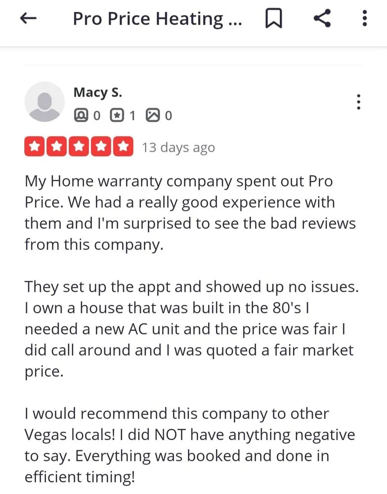 Slide of Pro Price Heating and Cooling