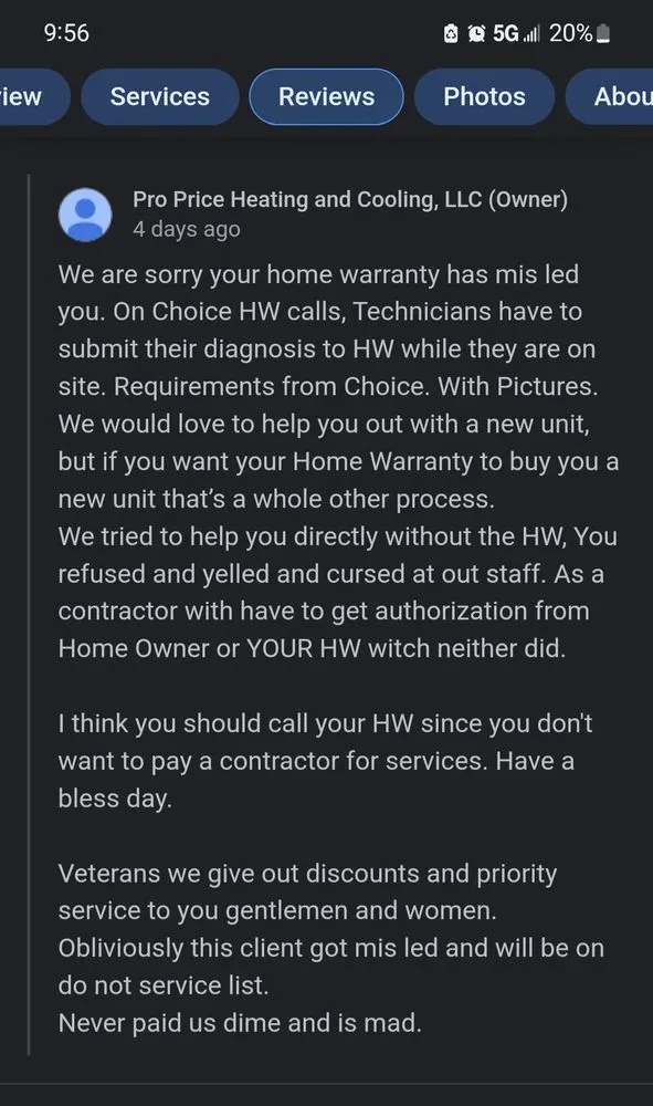 Slide of Pro Price Heating and Cooling