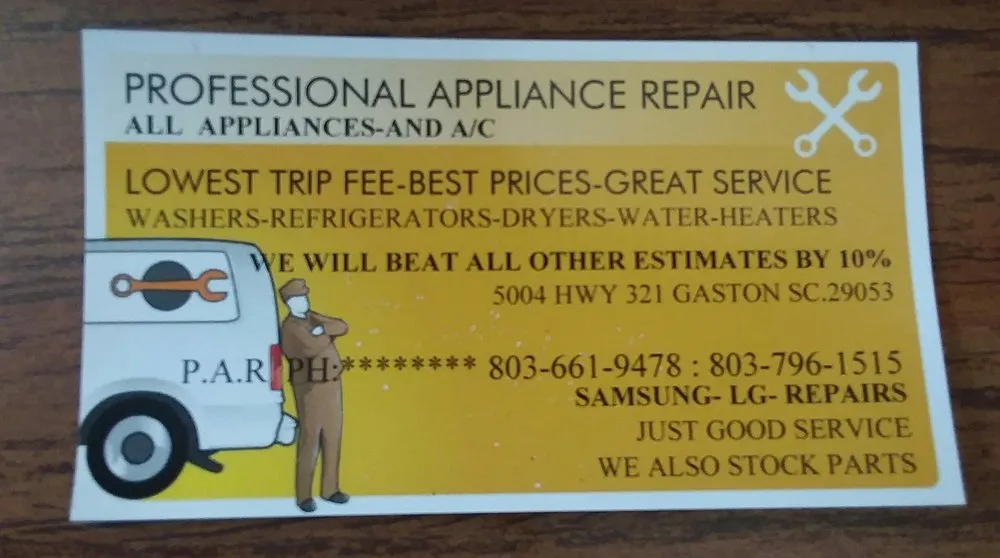 Slide of Professional Appliance Repair