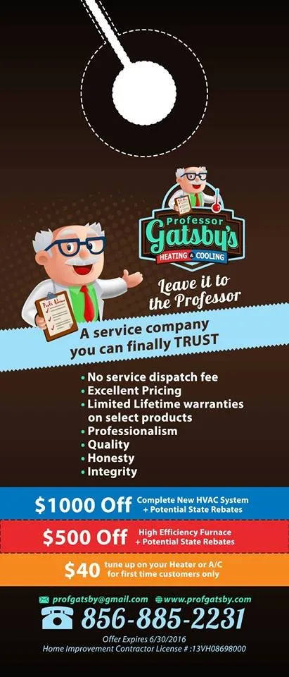 Professional air conditioning service in West Berlin, NJ by Professor Gatsby's Heating, Cooling & Plumbing