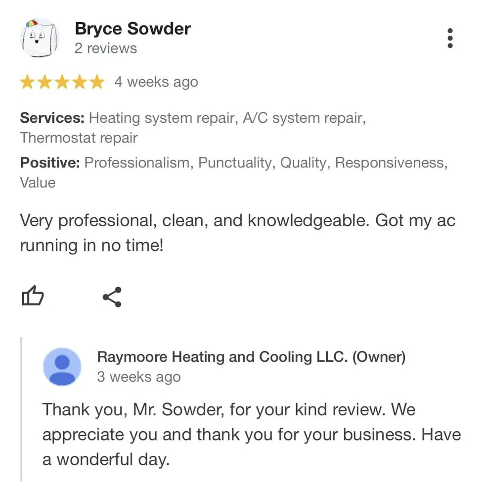 Slide of Raymoore Heating and Cooling