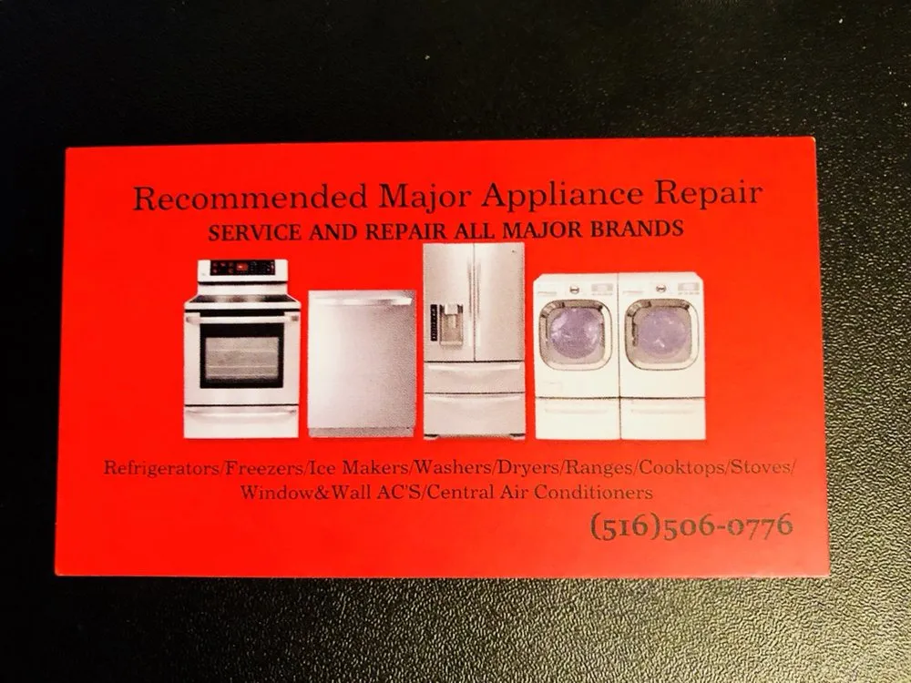 Slide of Recommended Major Appliance Repair