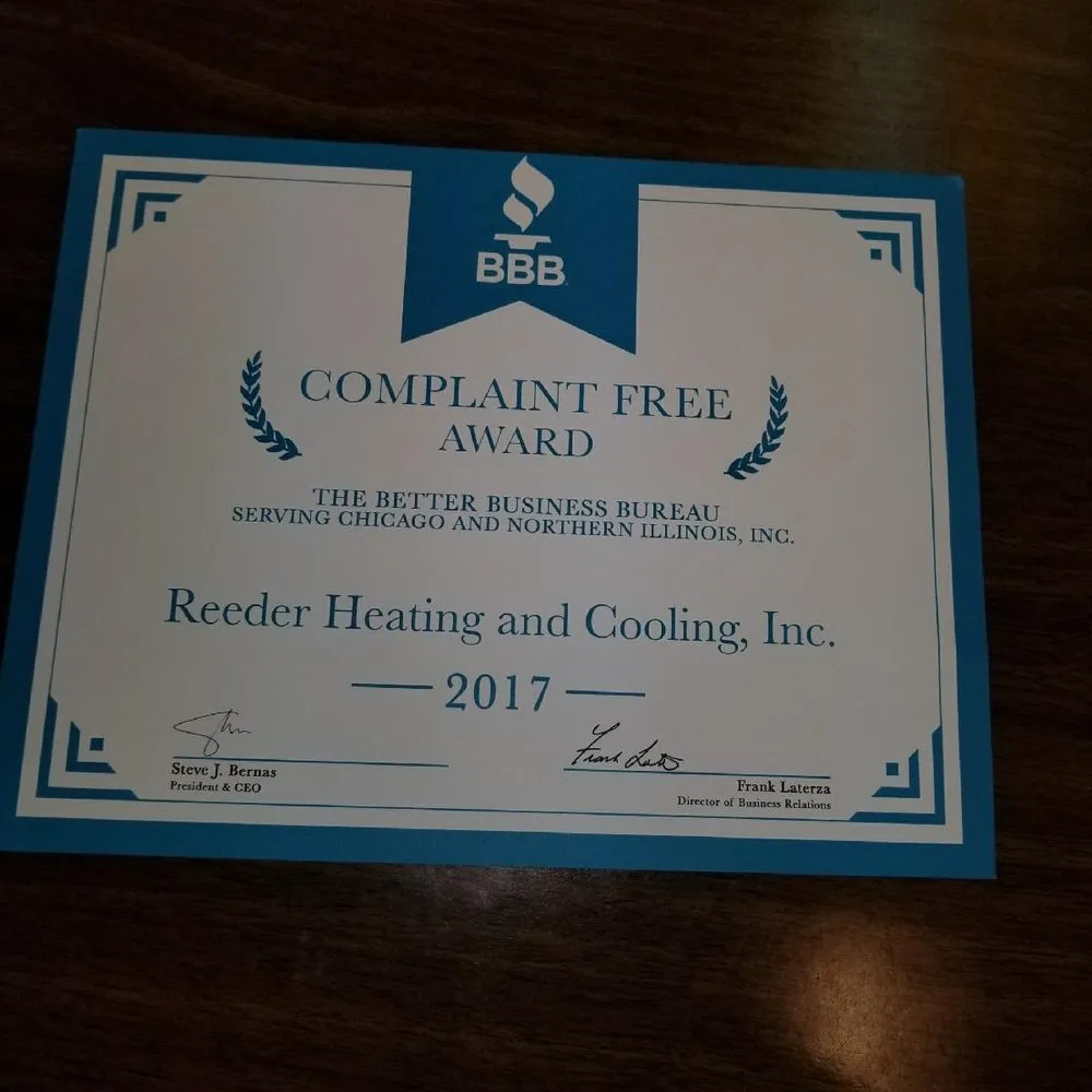 Slide of Reeder Heating and Cooling